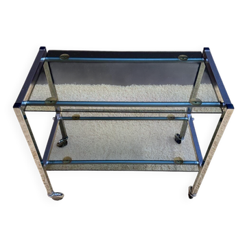 Metal and smoked glass dessert table