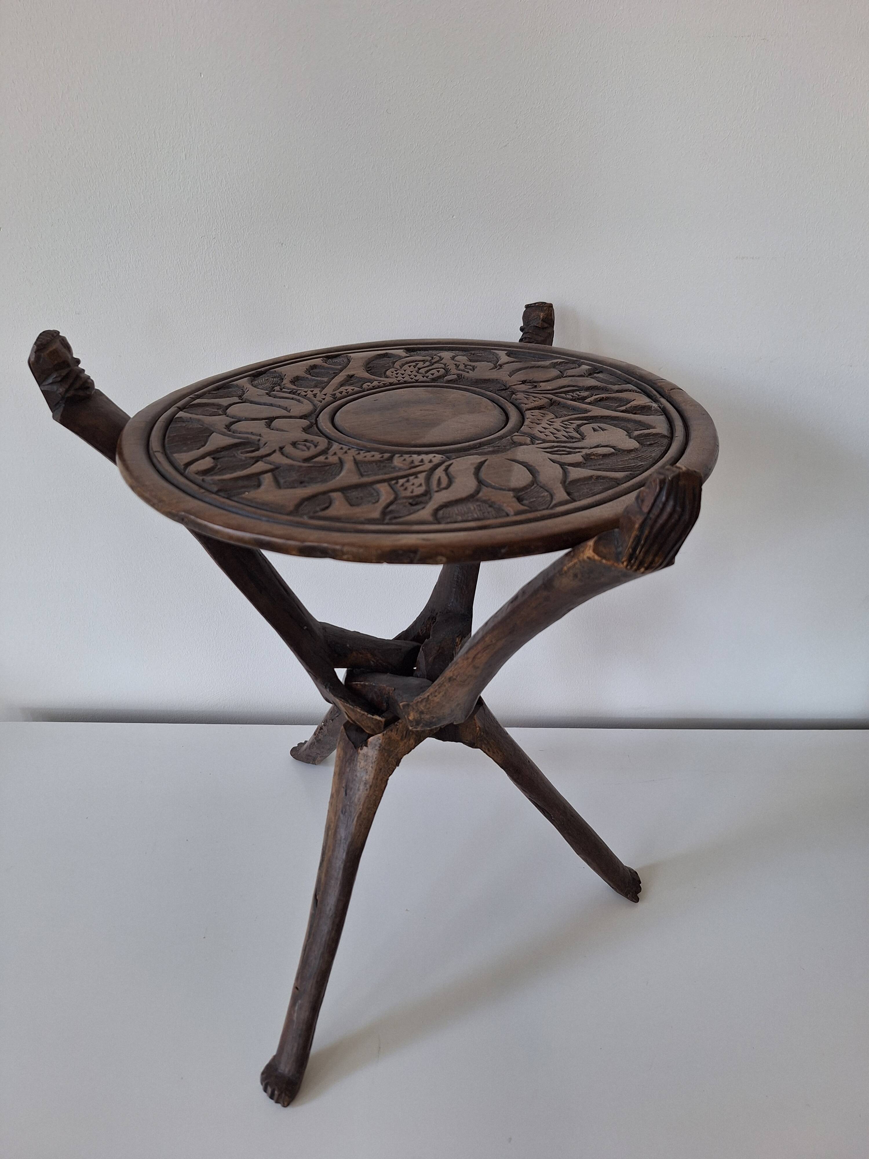 Wooden African Side Table