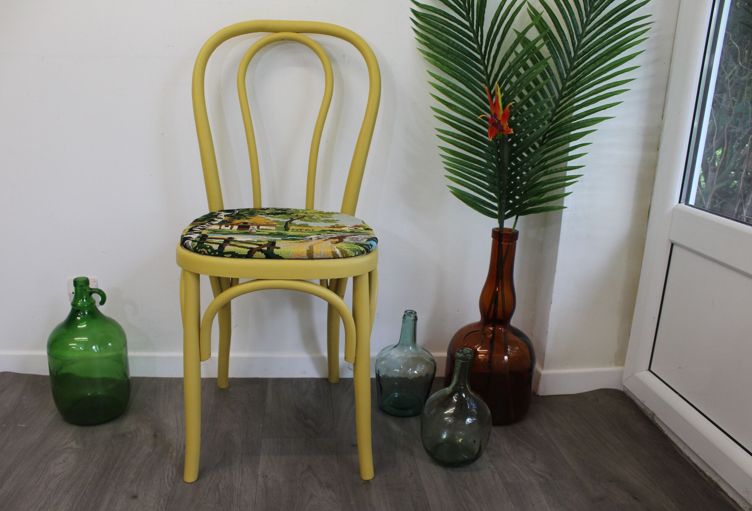 Custom bistro chair with a Landscape canvas