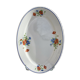 Long old plate in earthenware Salins decoration poppies