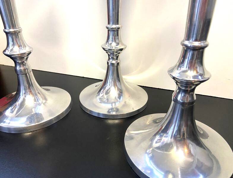 Set of Candle Holders Candelabra Torch Candle Holders Polished Brushed Aluminium