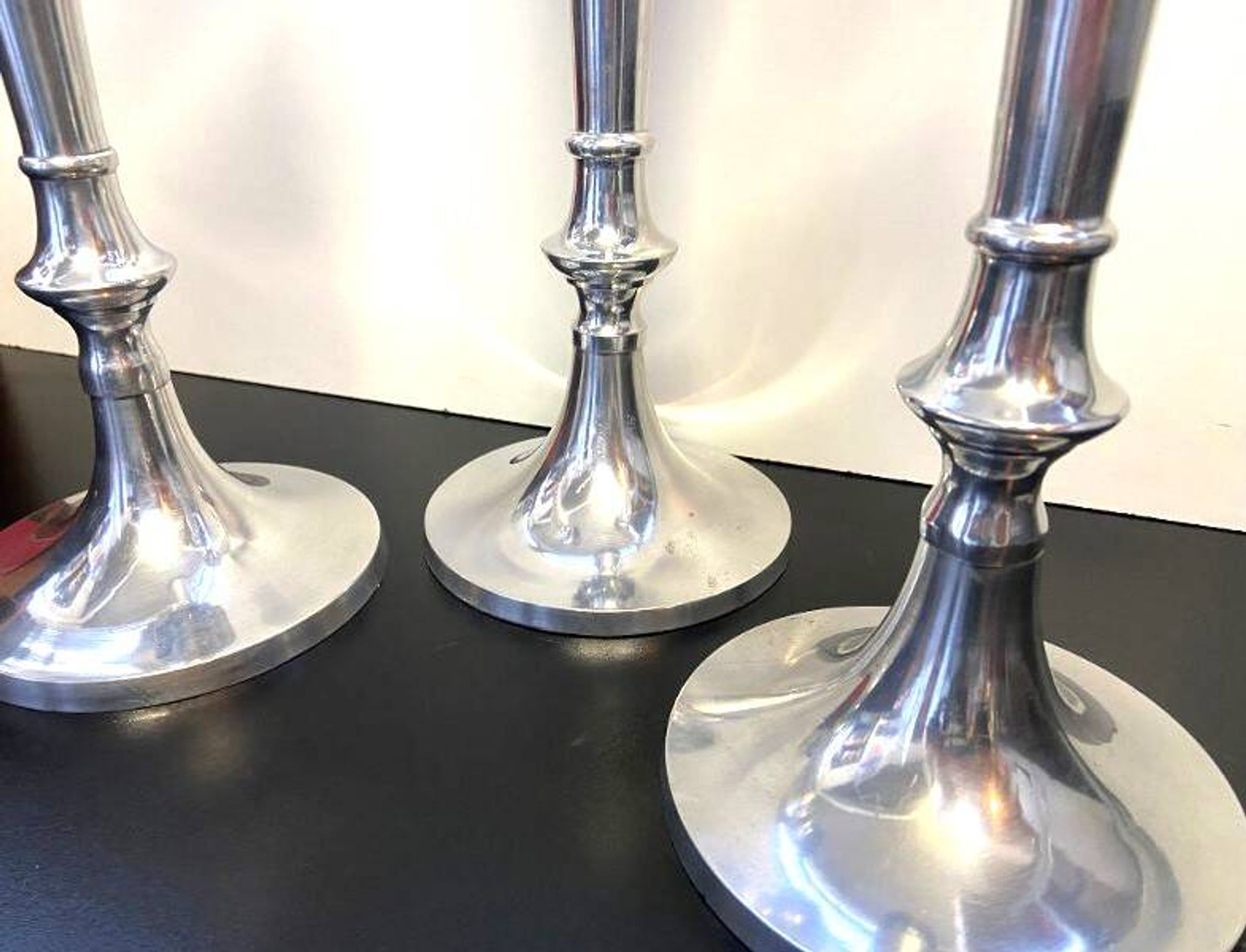 Set of Candle Holders Candelabra Torch Candle Holders Polished Brushed Aluminium