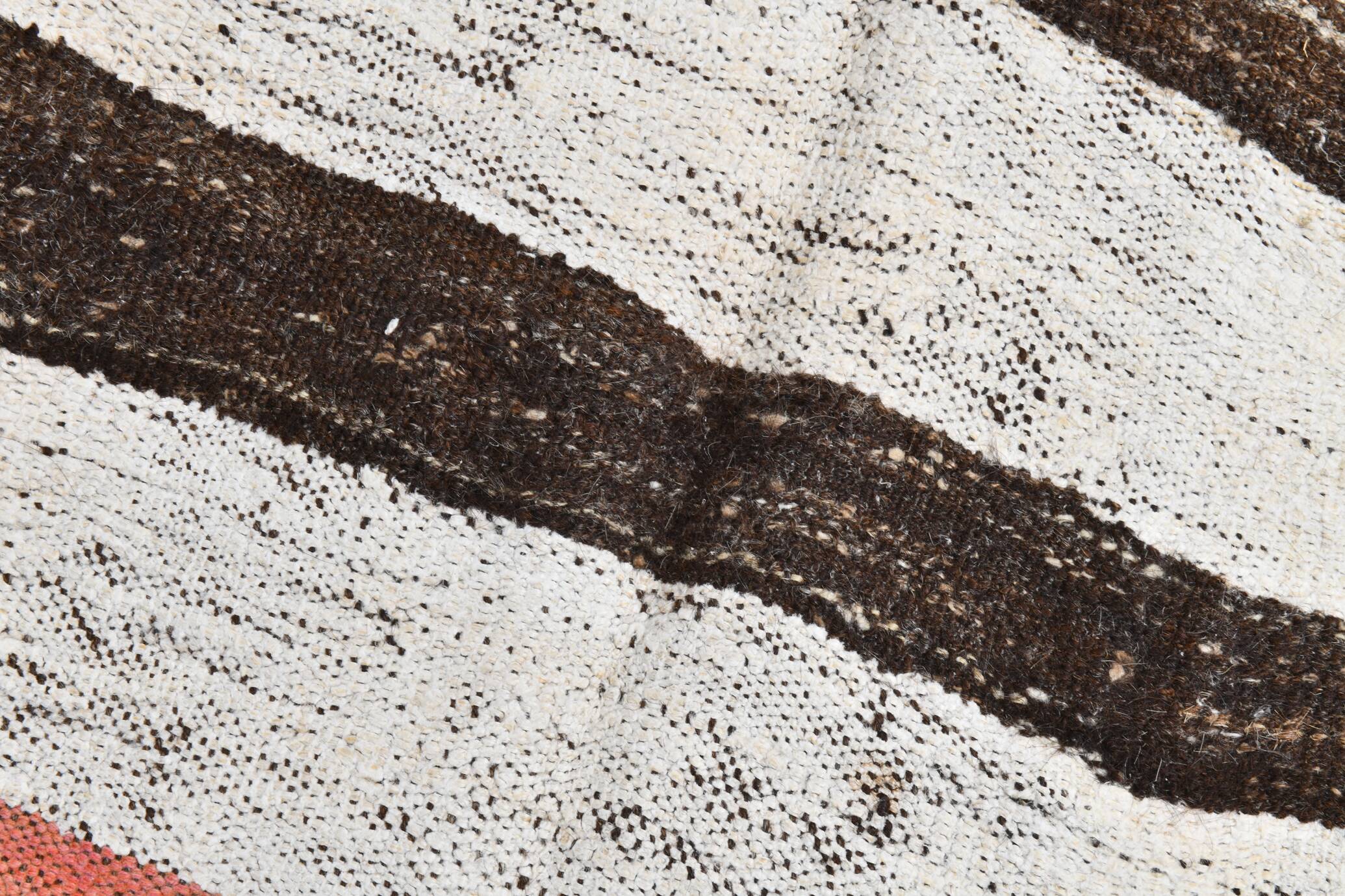 6x7 Natural White & Brown Kilim Rug, 183x212Cm