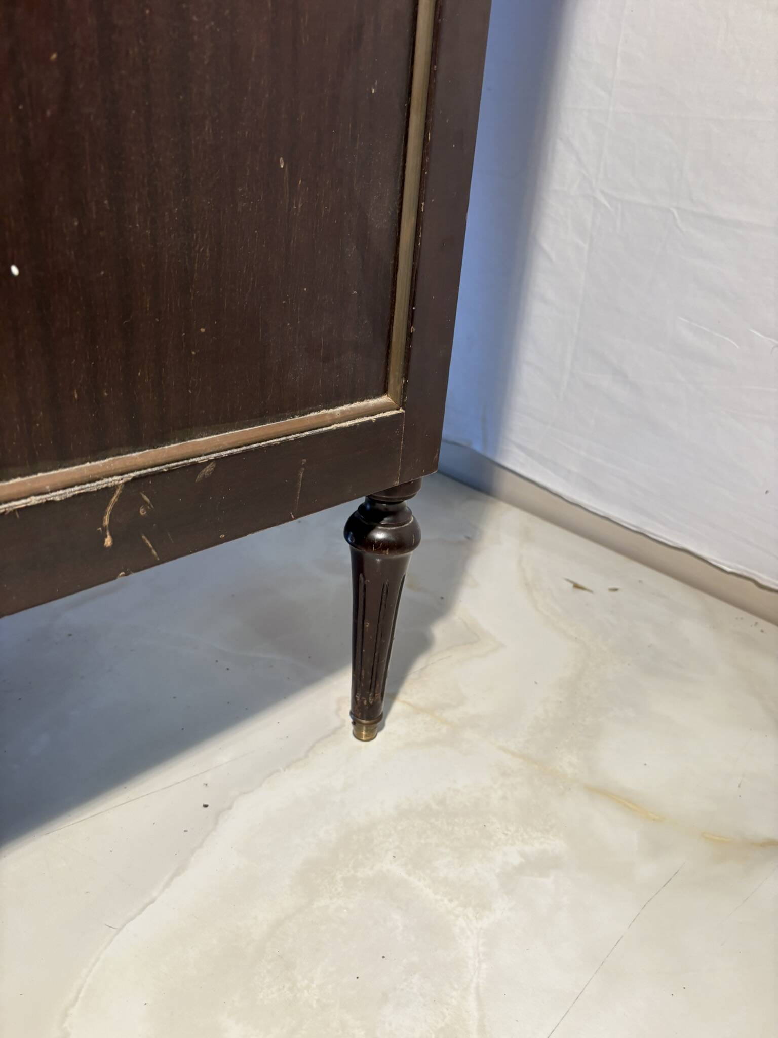 Louis XVI style 3-drawer chest of drawers, marble and gilded bronze