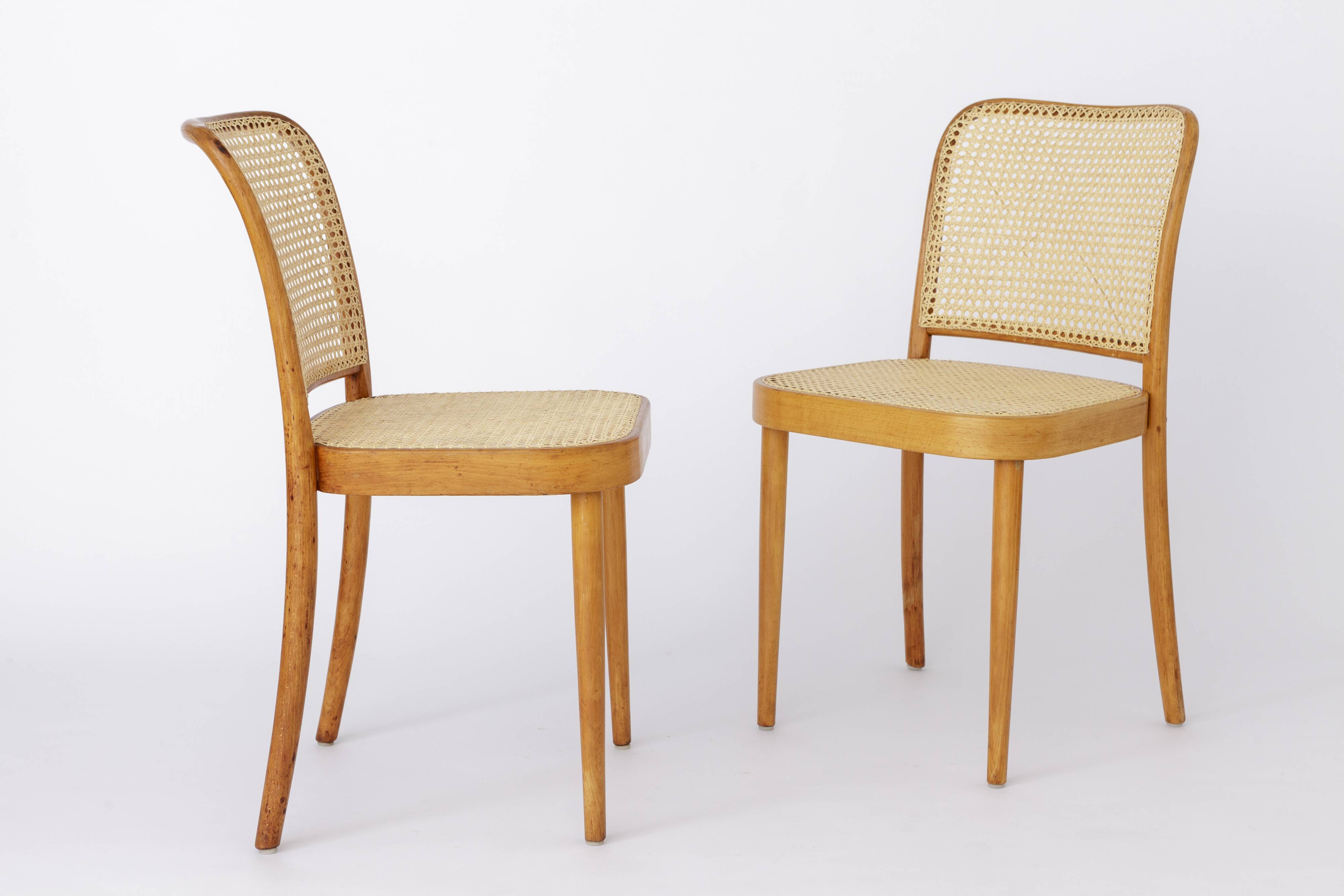 Set of 4 Restored Viennese Café Chairs – Early 20th Century, Hand-Caned Sea