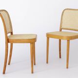 4 chaises de café viennoises en bois et cannage, restaurées, début du XXe siècle