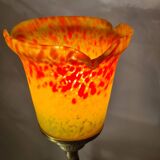 small bronze lamp with very beautiful glass paste tulip 40x14 electricity ok
