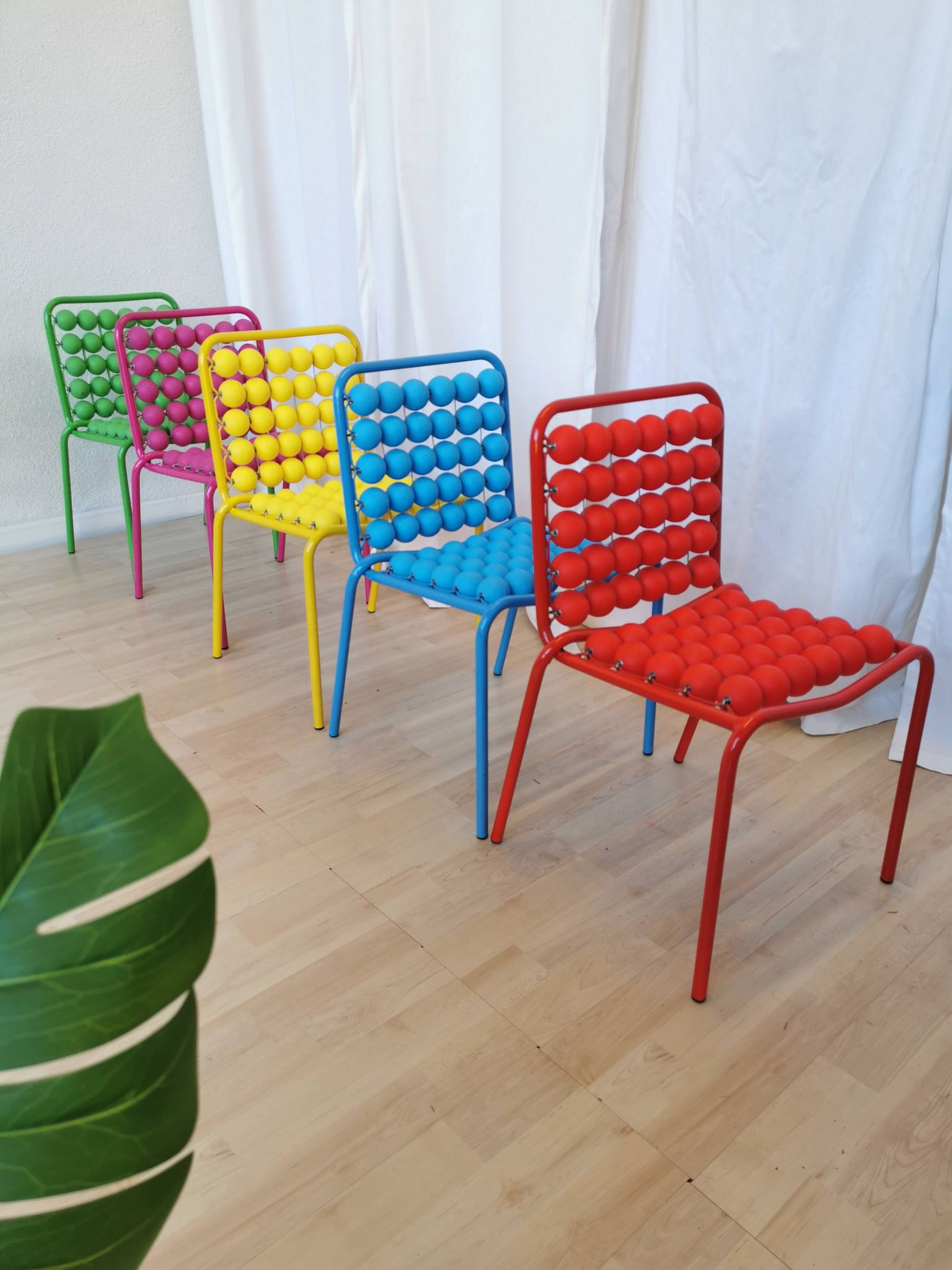 Set of 5 Vintage Pop Art Kids Chairs: SLOG Croatia 1980s