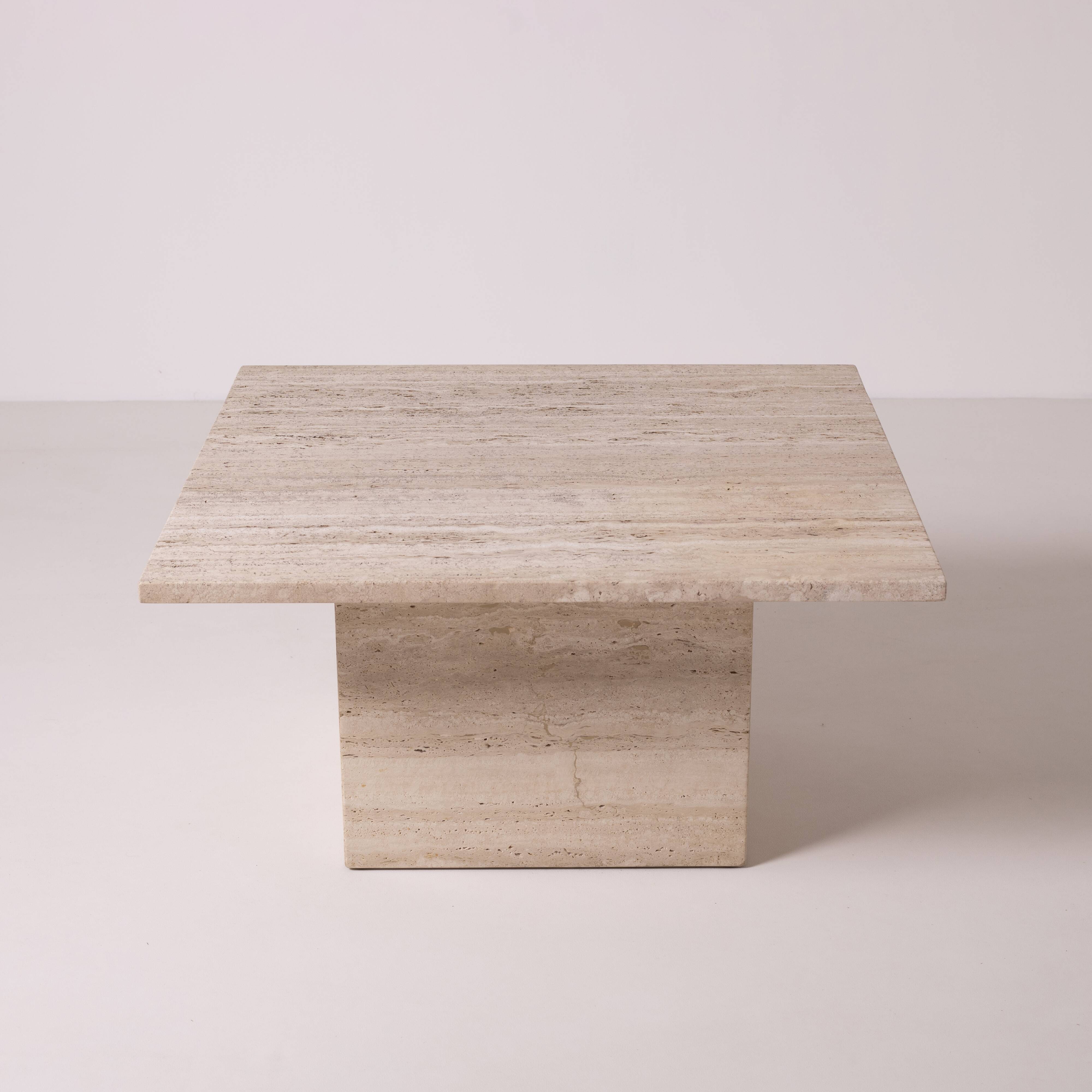 Postmodern travertine stone coffe table, Italy, 1980s