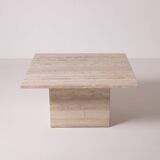 Postmodern travertine stone coffe table, Italy, 1980s
