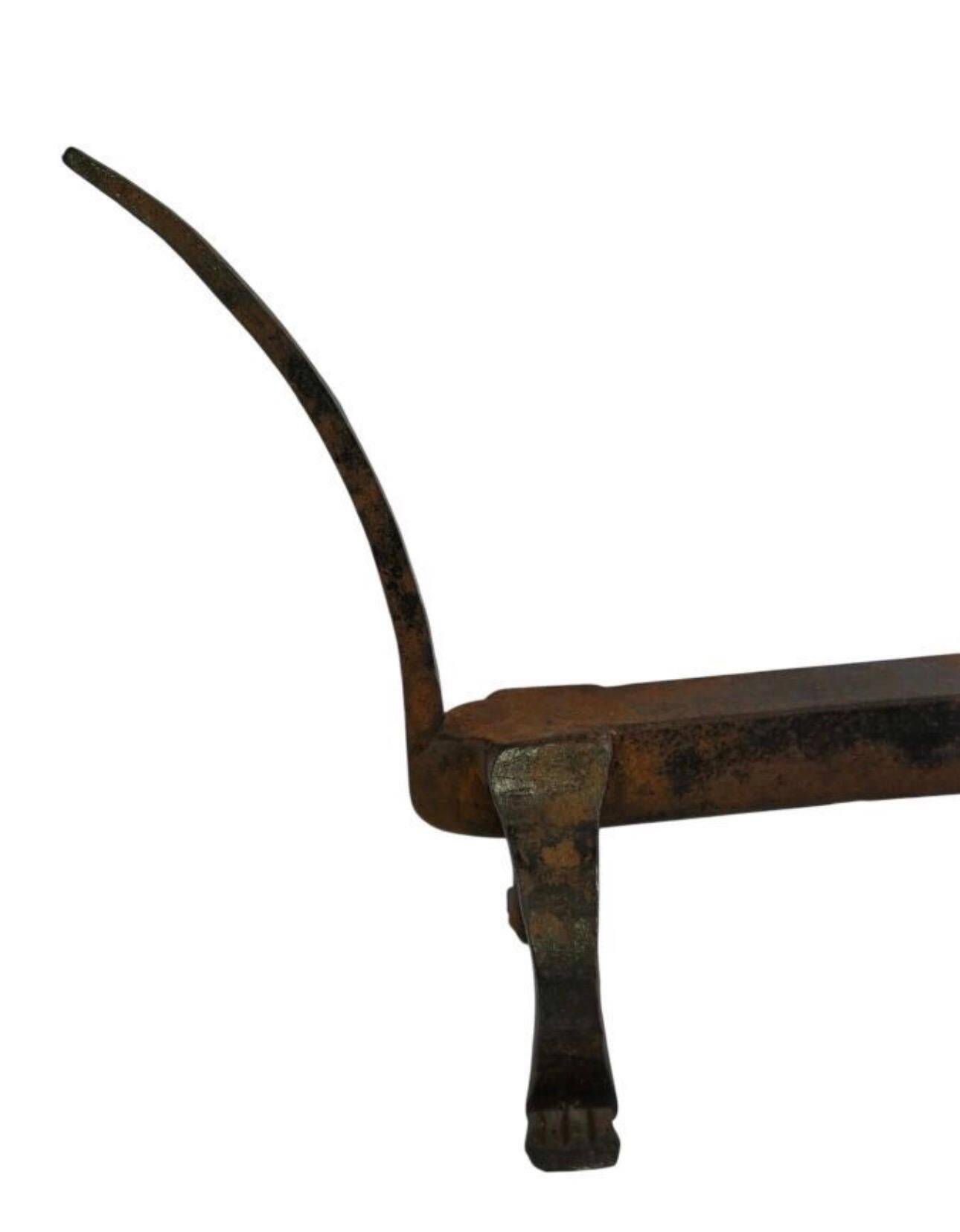 Paire de chenets de cheminée en fer forgé- edouard schenck 1950s