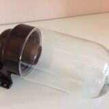 Long porthole wall lamp in glass and bakelite industrial style