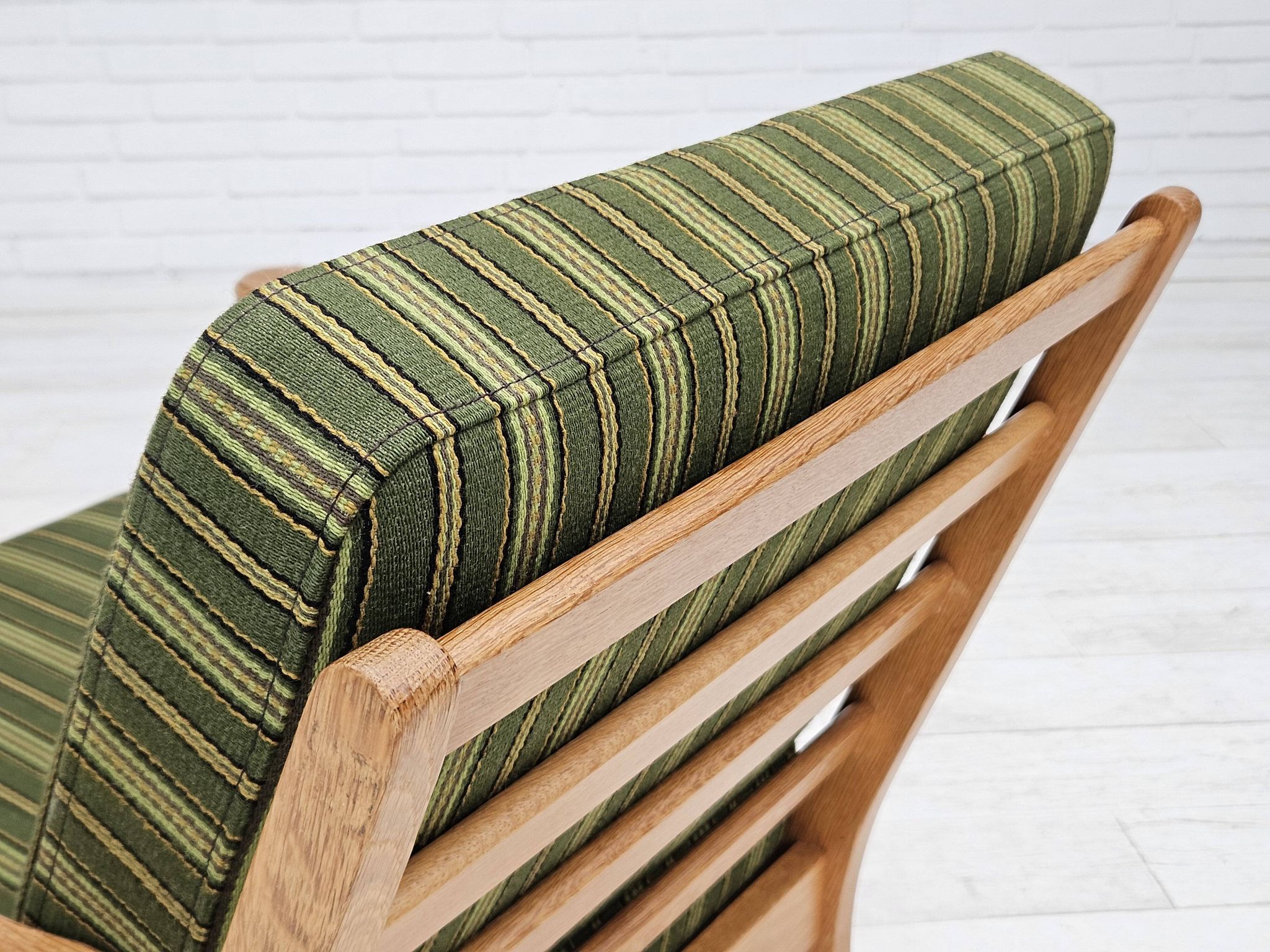 1970s, Danish design, oak wood armchair in furniture wool, original condition.