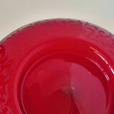round centerpiece in engraved red glass