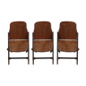 Ensemble de 3 chaises pliantes USA american seating company en bois et metal 1940