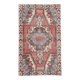 Tapis oriental vintage en laine, médaillon géométrique corail et bleu