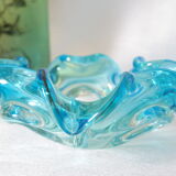 Empty pocket corolla in vintage azure blue Murano glass