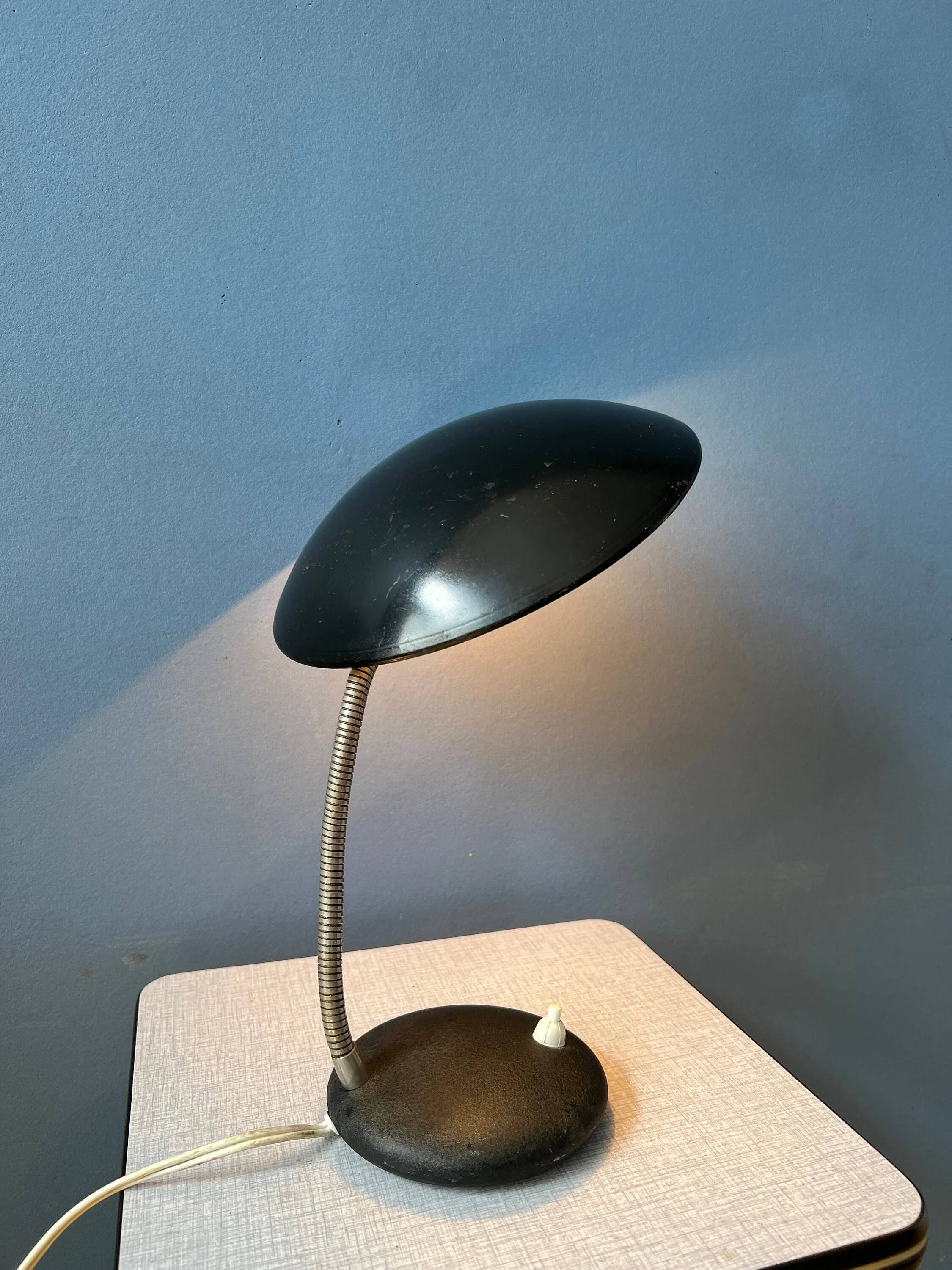 Small black metal desk lamp in Bauhaus style.