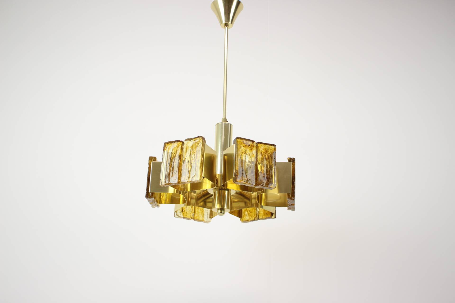 Brass chandelier mid-century design, Hungary 1970s