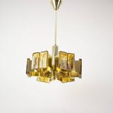 Lustre en laiton design du milieu du siècle, Hongrie des années 1970