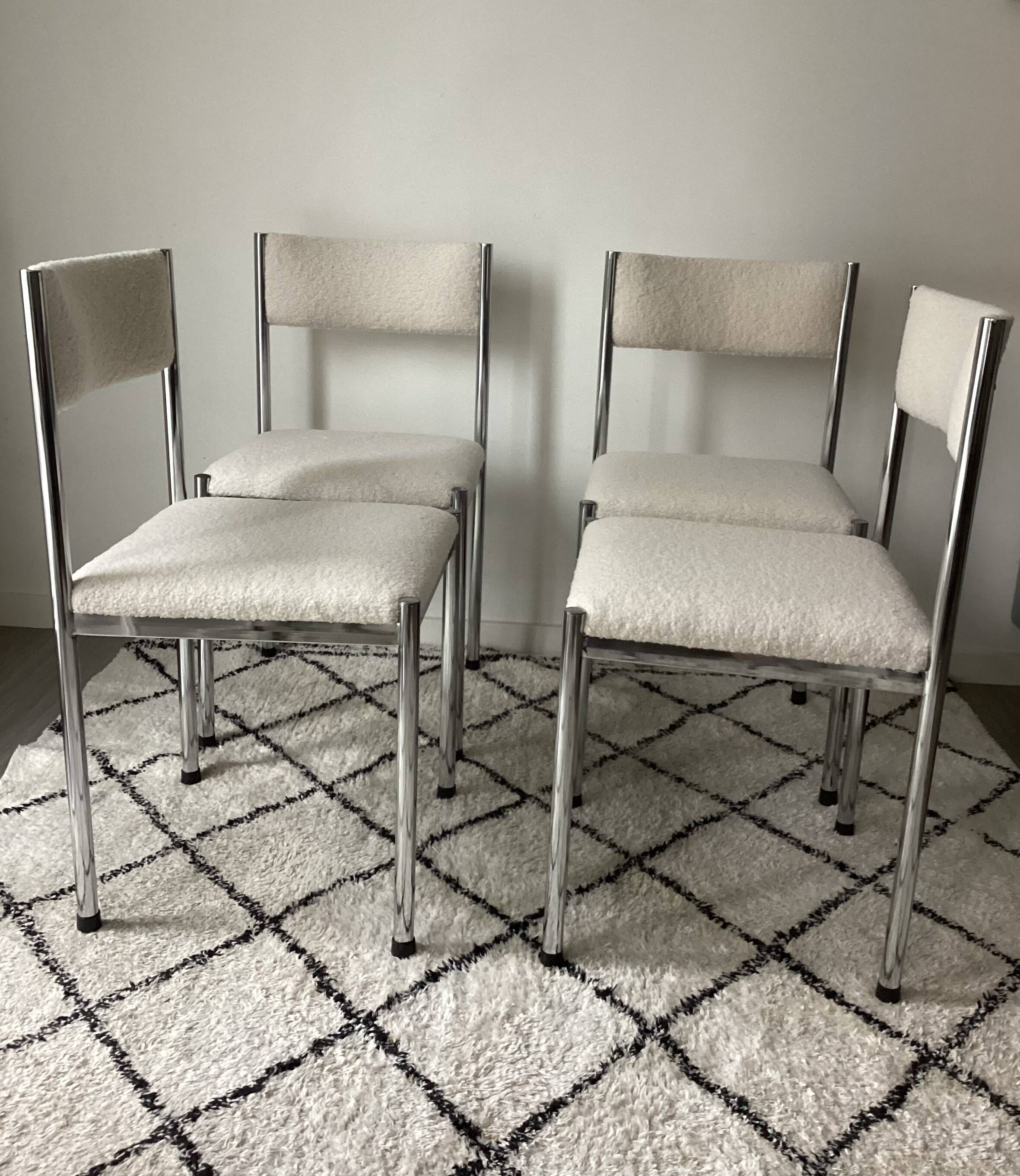 Vintage chairs from the 70s restored with a French terry fabric