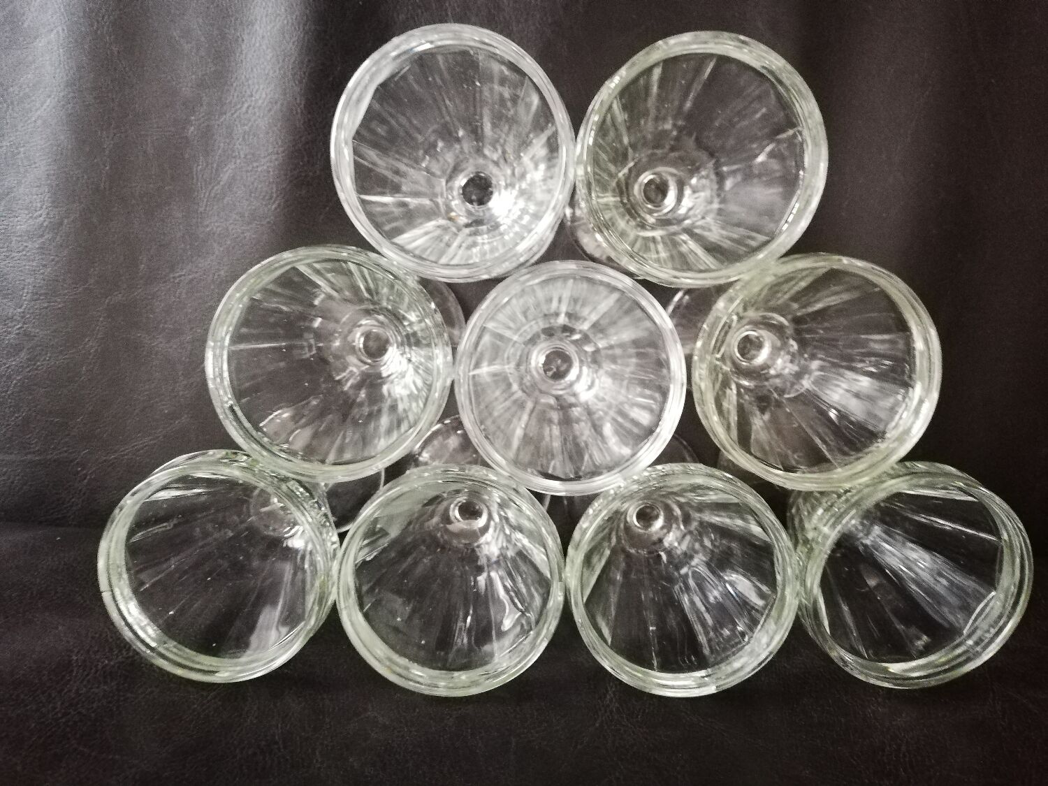 Suite of 9 old bistro wine glasses