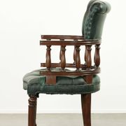 Green cow leather Chesterfield office chair / side chair in English style