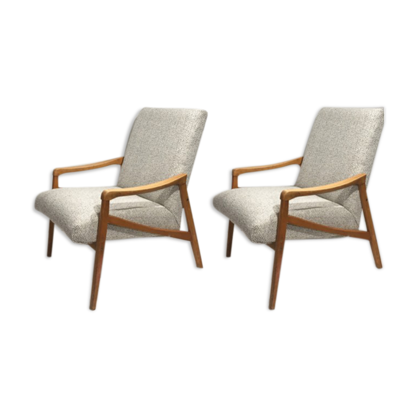 pair of 60s chairs retaped grey mottled