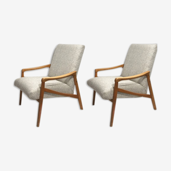 pair of 60s chairs retaped grey mottled