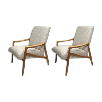 pair of 60s chairs retaped grey mottled