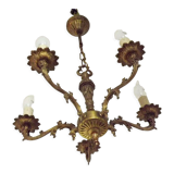 Vintage french bronze ornate detail 5 light chandelier