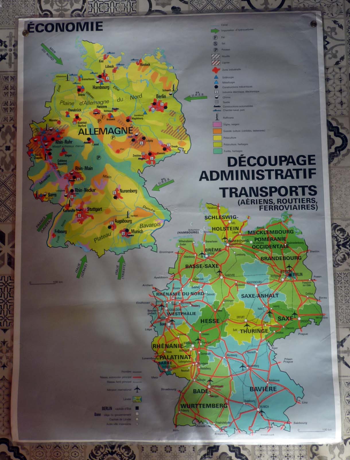 School poster vintage Germany Relief edition MDI map / poster