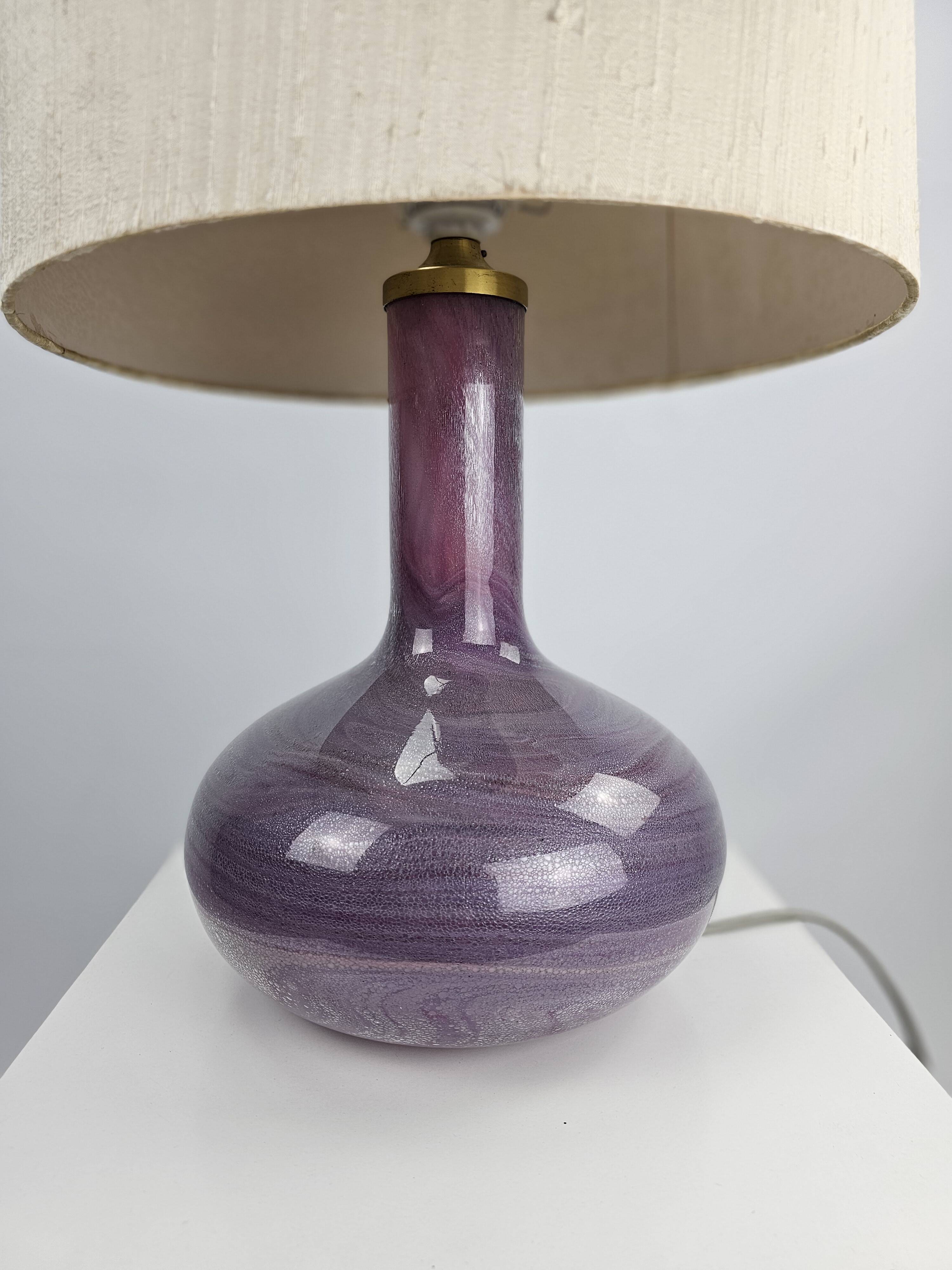 Lampe de table design Holmegaard modèle Troll 2 pied en verre couleur violet
