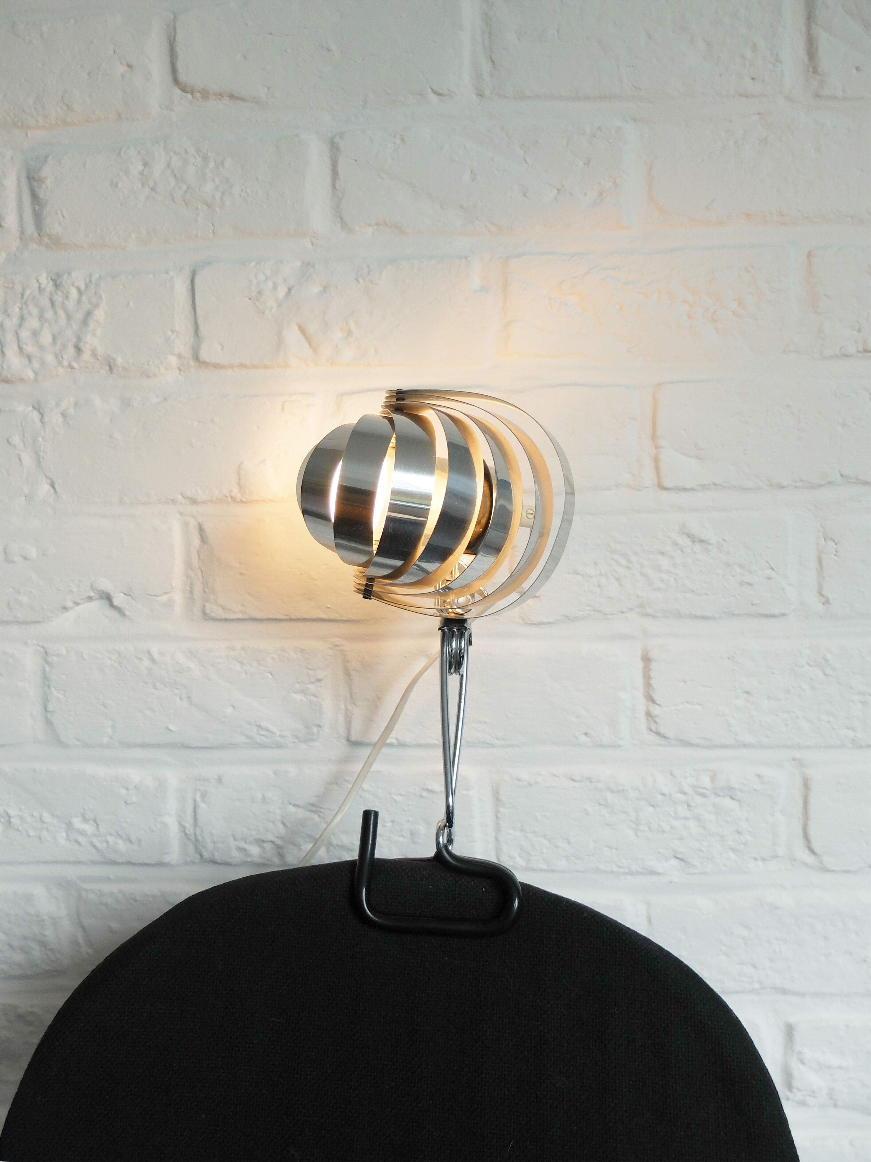 Adjustable metal clip lamp, fan, 1980s