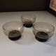 3 etched smoked glass bowls – Art Deco style – France, 1950s