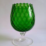 Vintage Green Glass Footed Vase