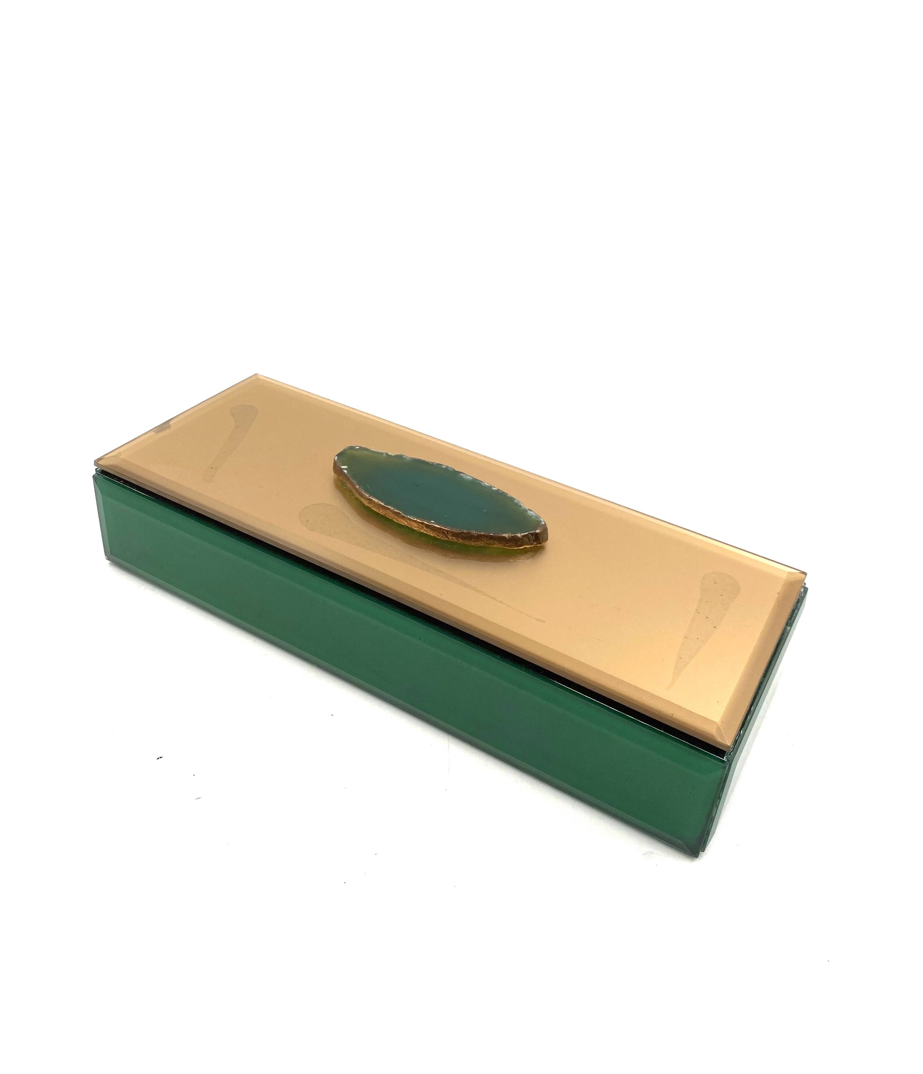 Green glass Jewelry Box, Italy 1980s