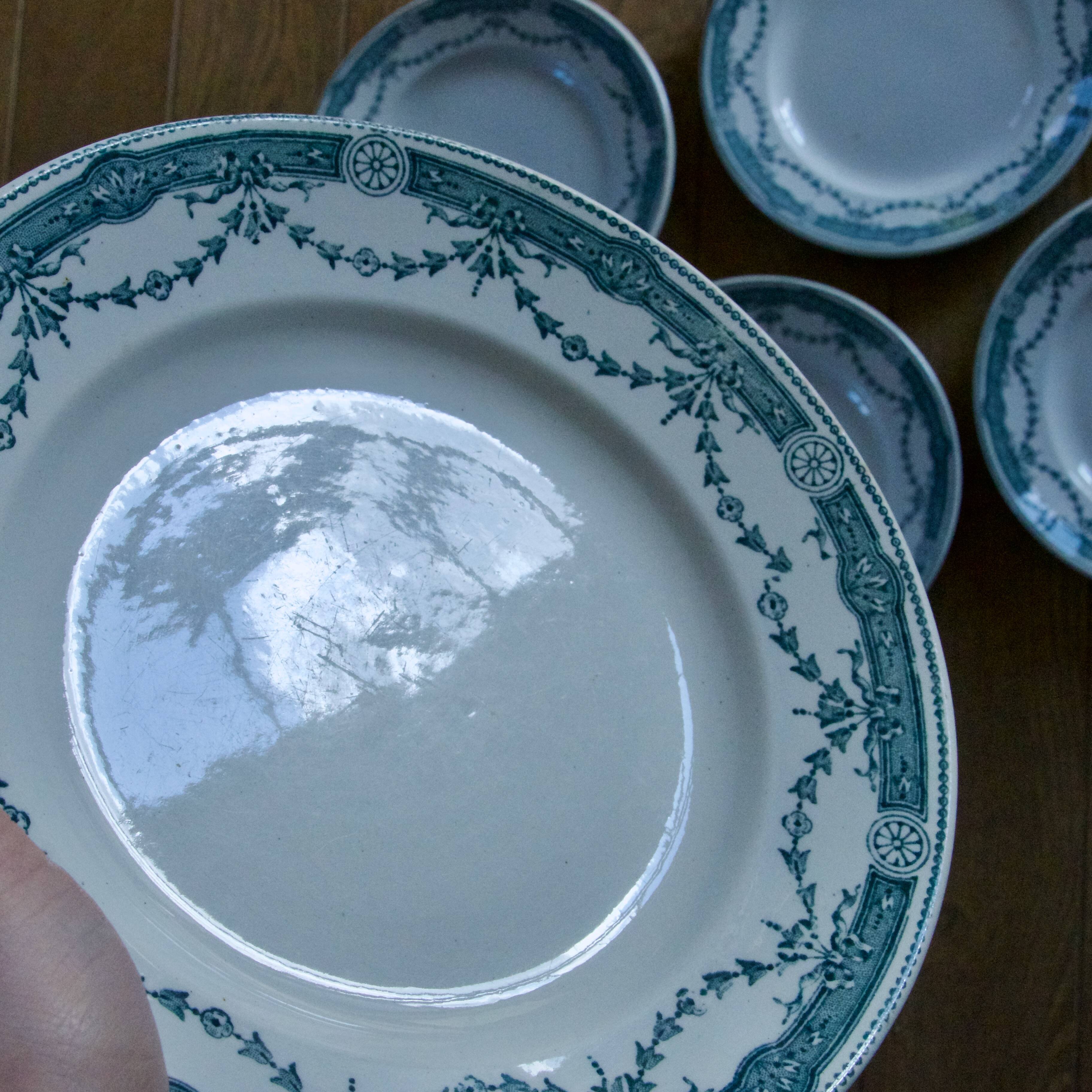 Antique ironstone plates signed Moulin des Loups "Provence"