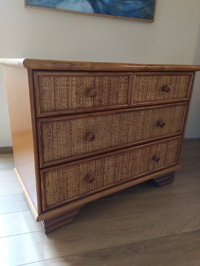 Wicker rattan chest of drawers