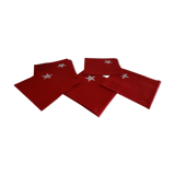5 red Linvosges napkins with stars 48 x 48
