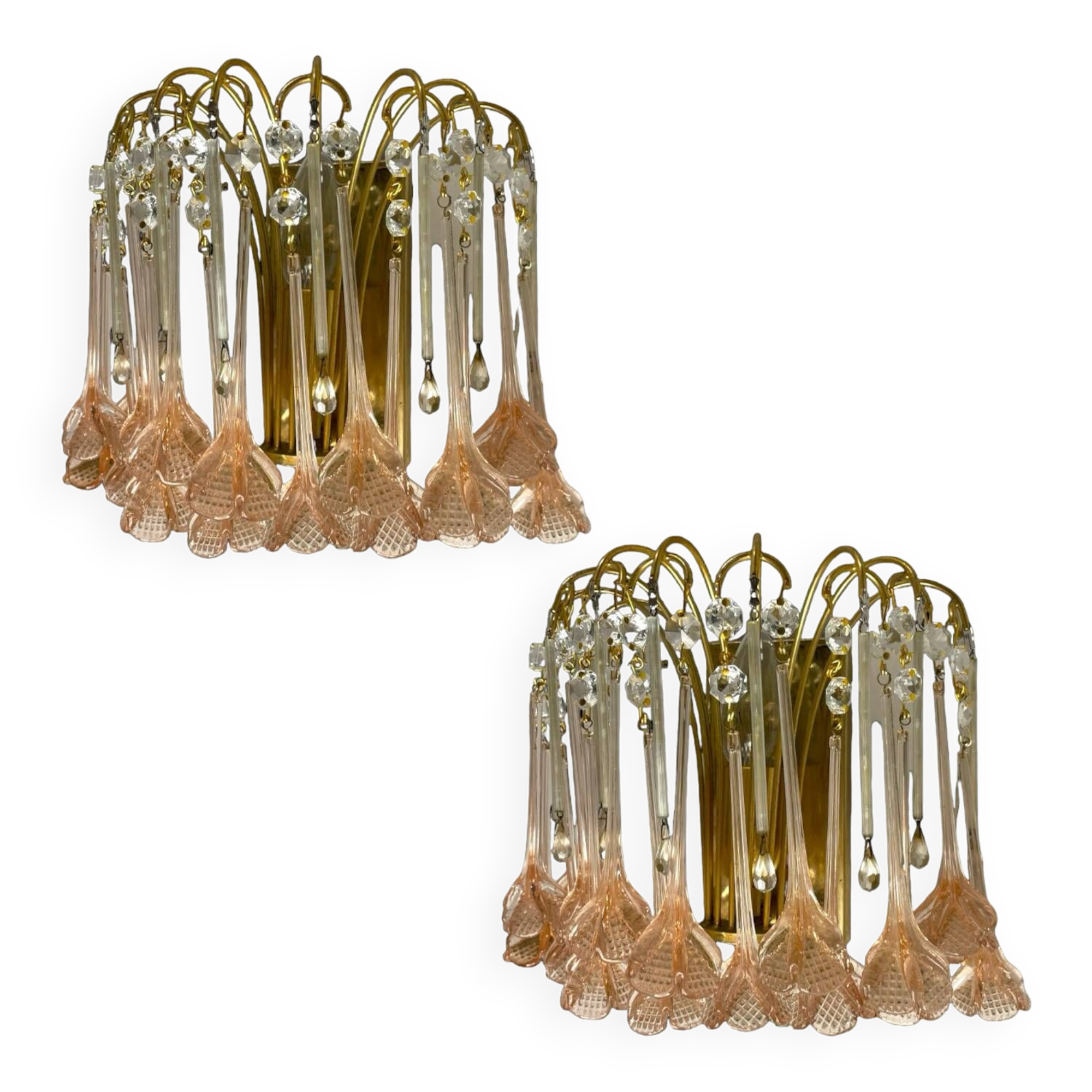 Pink Murano Glass Flower Sconces 1970’s