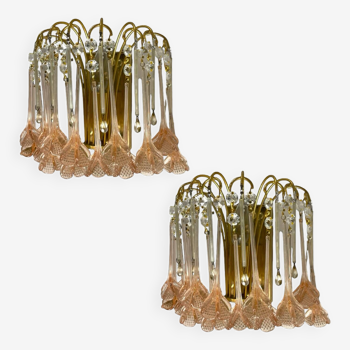 Pink Murano Glass Flower Sconces 1970’s