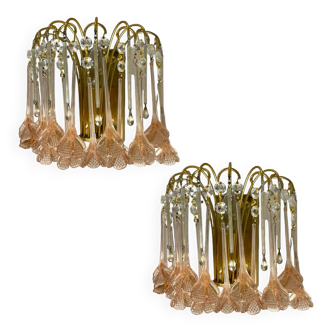 Pink Murano Glass Flower Sconces 1970’s