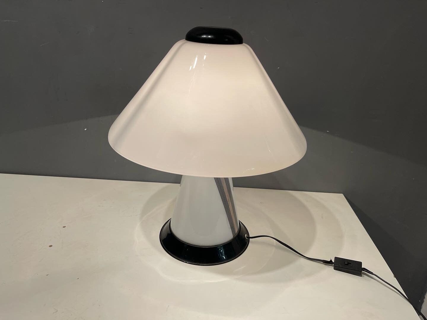 Black and White Table Lamp in Murano Glass, 1980s