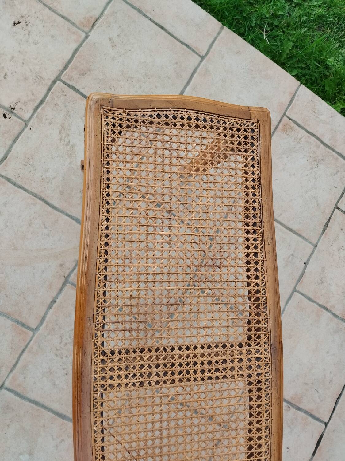 Old Louis XV style caned piano bench