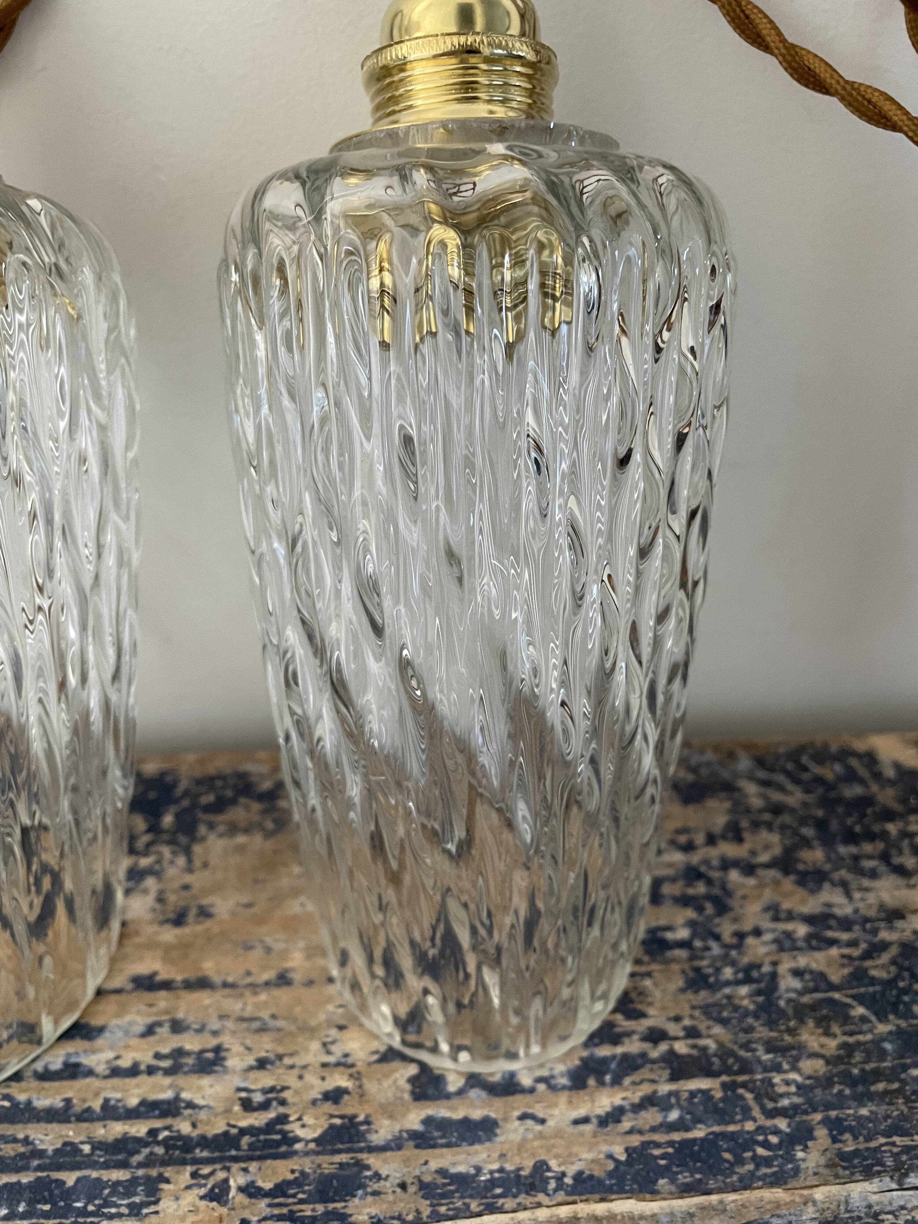 Set of two vintage electric chiseled glass handhelds