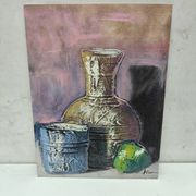 Textured still life on wood