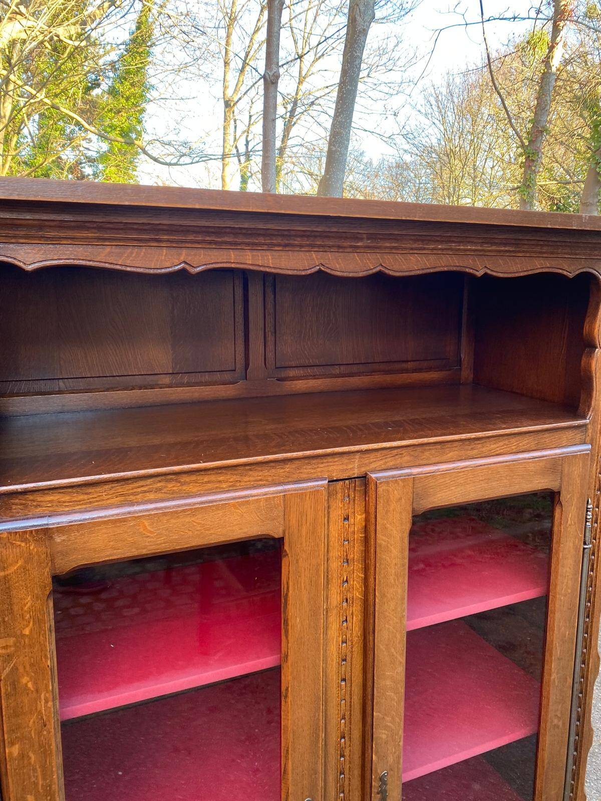 19th-century solid wood Spanish display cabinet 123x180cm
