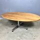 Table basse ovale vintage en chêne chromé