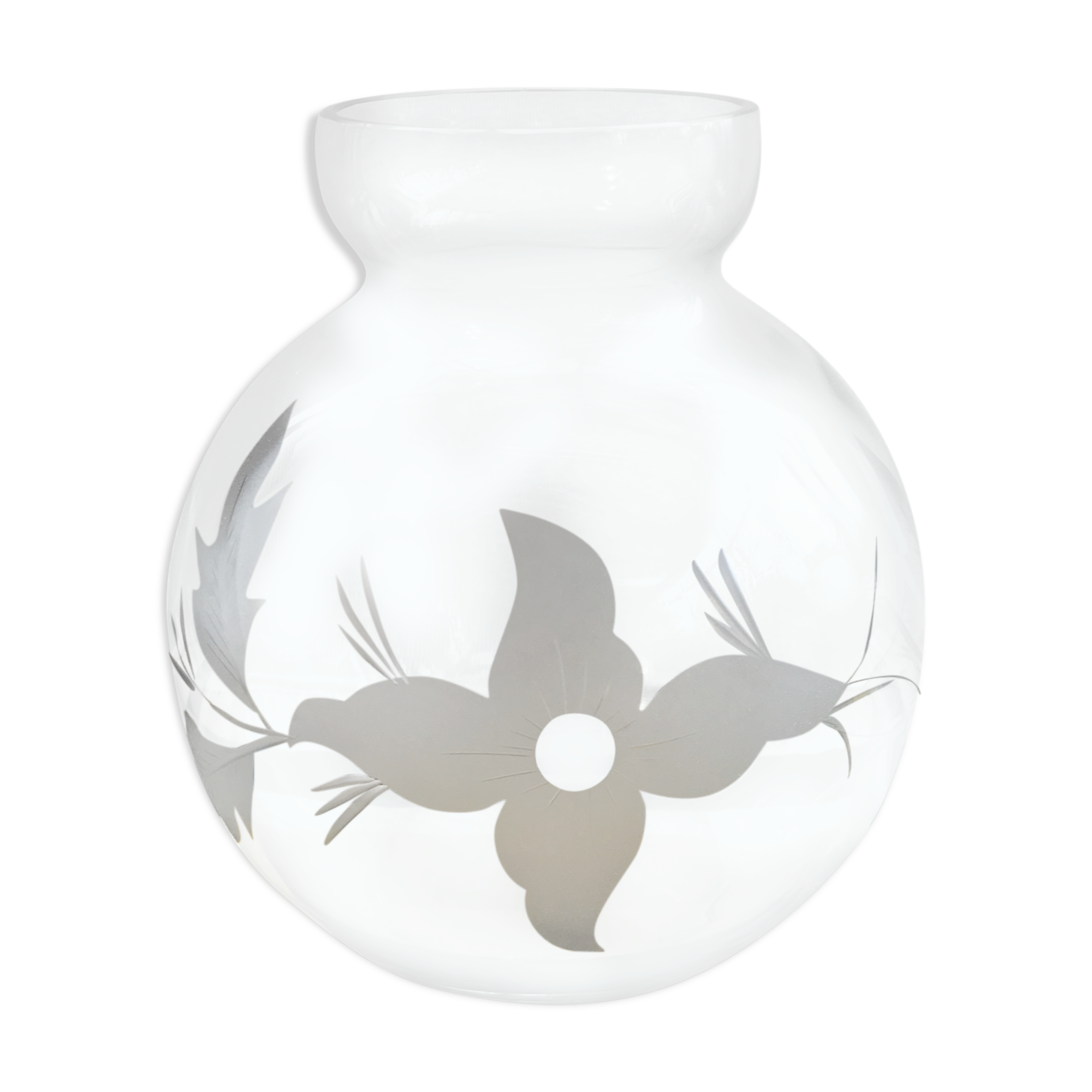 Old Vase Ball Glass Drawing Flowers Scissored Art Deco Vintage